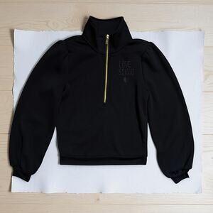 New EVEREVE Black LOVE SQUAD Soft Zip Black Sweatshirt With Logo XS S